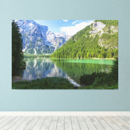 Vacker Sjö i Dolomites Sydtyrolen-Italien Canvastryck