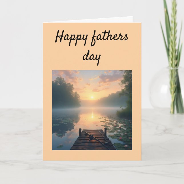Vacker sjö och docka vid soluppgång tack kort (Framsida)