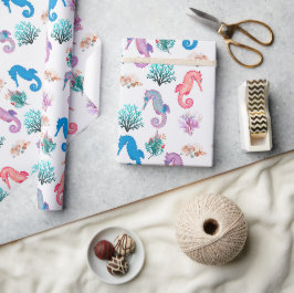 Vacker sjöhästar omslagspapper presentpapper