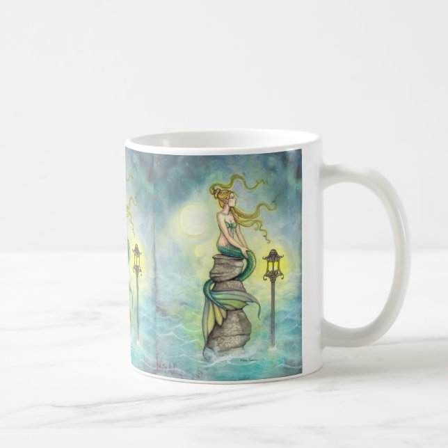 Vacker sjöjungfru med måne och lykta kaffemugg (Höger)