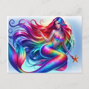 Vacker Sjöjungfru Sea Nymph Rainbow Vykort