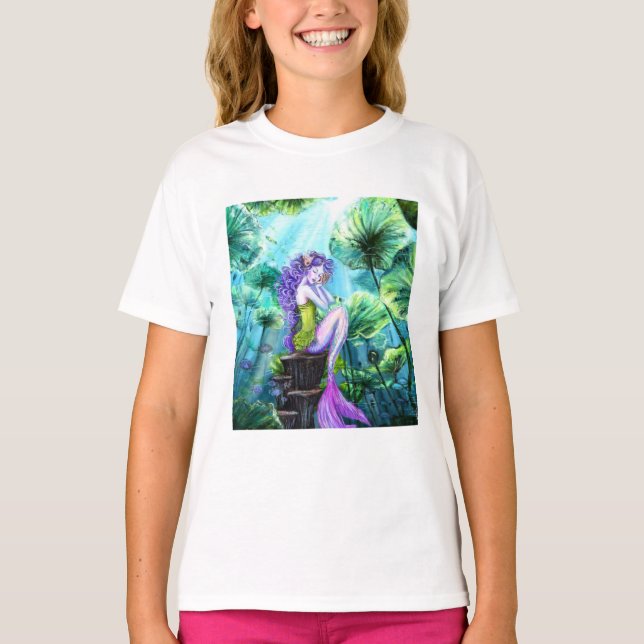 Vacker sjöjungfru tjej t-shirt (Framsida)