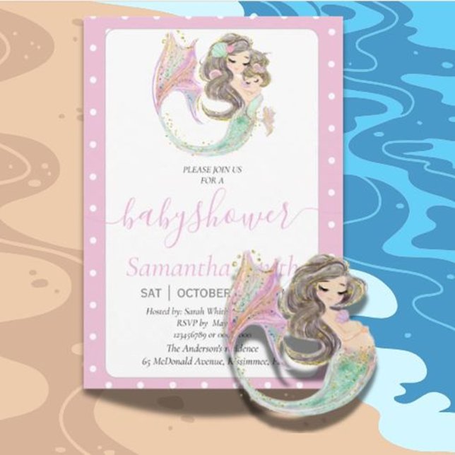 Vacker sjöjungfru under havet. inbjudningar (Create magical memories with our beautiful mermaid under the sea invitation)
