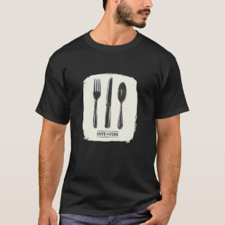 Vacker sked-, kniv- och gaffelkostym t shirt