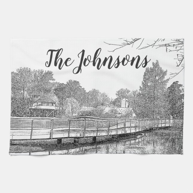 Vacker sketch av Forest Kökshandduk (Horisontell)