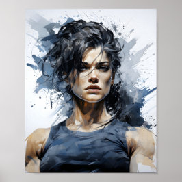 Vacker sketch Porträtt av kvinnlig bodjobyggare Poster