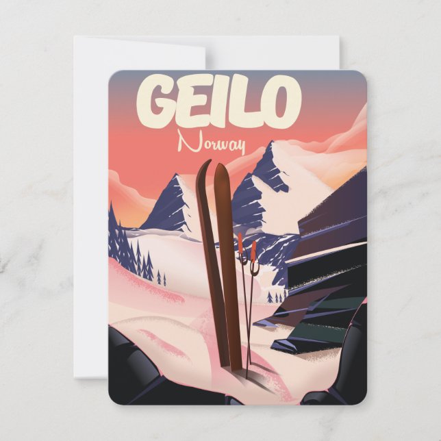 Vacker skidaffisch från Geilo Norge. (Framsida)