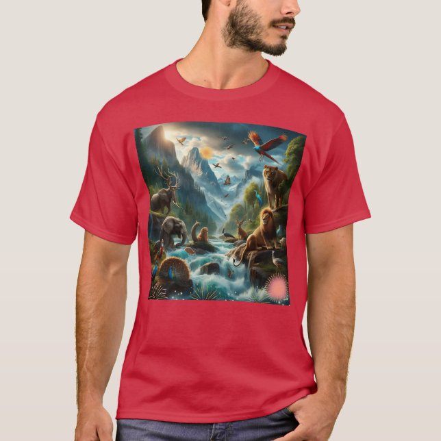 Vacker skog Djur design flicka T Shirt (Framsida)