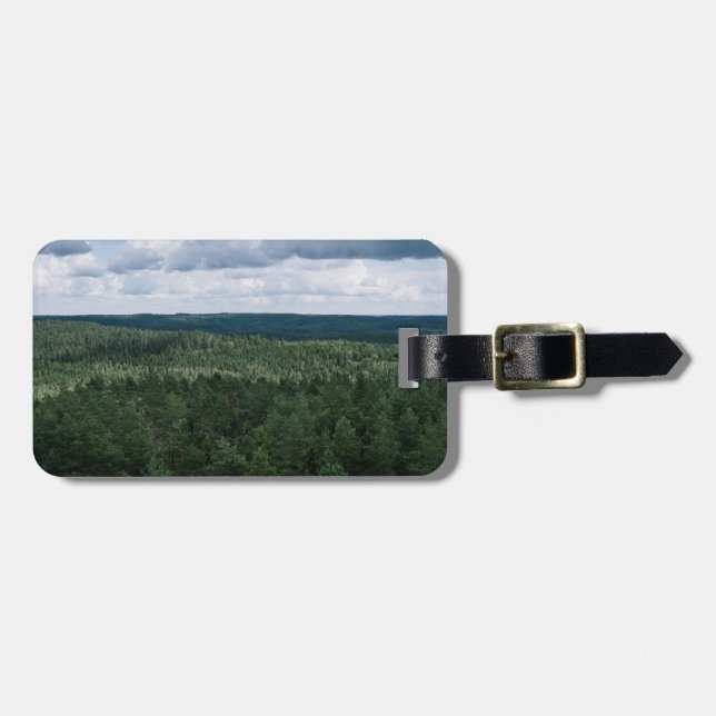 Vacker skogslandskap Flygfoto med text Bagagebricka (Horisontell Framsida)