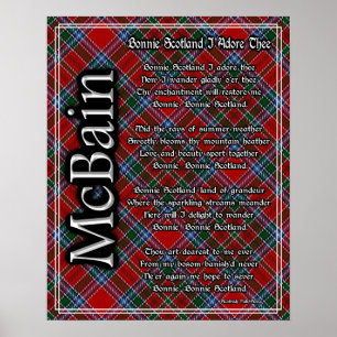 Vacker Skottland Jag älskar Dig Clan McBain Tartan Poster
