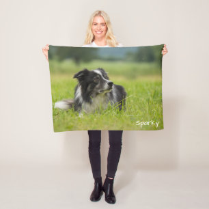 Vacker Skräddarsydd Namn Border Collie Fleecefilt