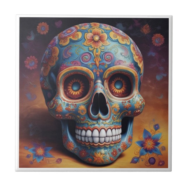 Vacker Skull - dia de Los muertos Kakelplatta (Framsidan)