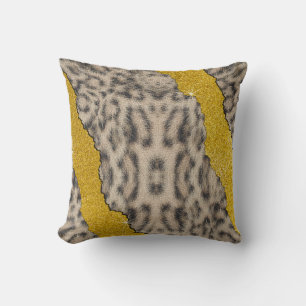 Vacker Snö Leopard Läder Djurtryck & Glitter Kudde