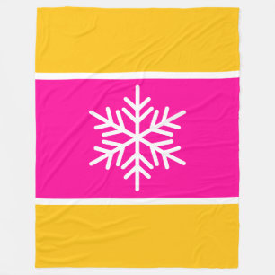 Vacker snöflinga ljus rosa gul orange ränder fleecefilt