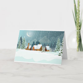 Vacker snöig vinterlandskap kort