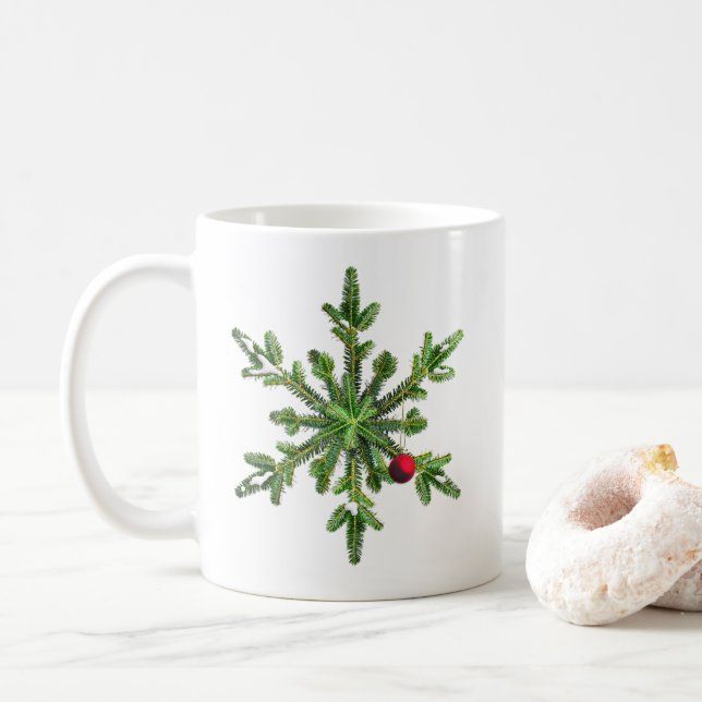 Vacker Snowy Gräs Snowflake-jul Kaffemugg (Med munk)