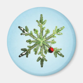 Vacker Snowy Gräs Snowflake-jul Magnet