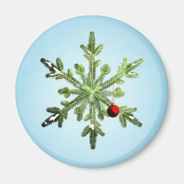 Vacker Snowy Gräs Snowflake-jul Magnet (Framsidan)