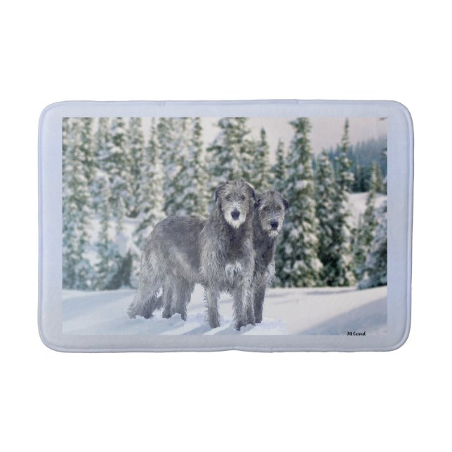 Vacker Snowy Irish Wolfhound Scene Badrumsmatta (Framsidan)