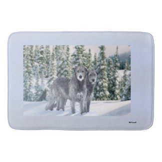 Vacker Snowy Irish Wolfhound Scene Badrumsmatta