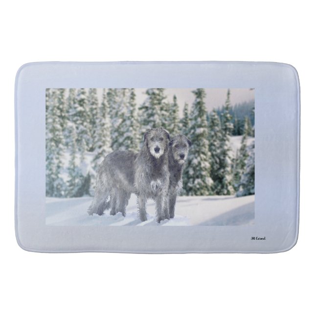 Vacker Snowy Irish Wolfhound Scene Badrumsmatta (Framsidan)