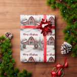 Vacker Snowy Winter Rustic Red Barn jul Presentpapper<br><div class="desc">Vackert Snowy Winter Rustic Red Barn God jul Wrapping Papper</div>