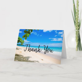Vacker solig tropisk strandfoto tack kort