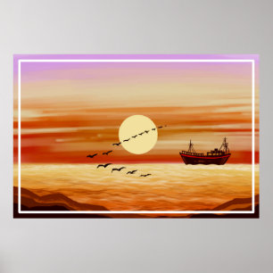 Vacker solnedgång - dekorativ bakgrund poster