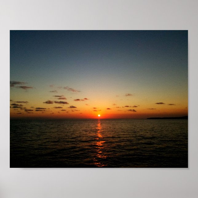 vacker solnedgång Havets gult orange röd Poster (Framsidan)