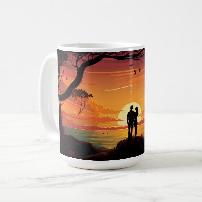 Vacker solnedgång kaffemugg (Framsida vänster)