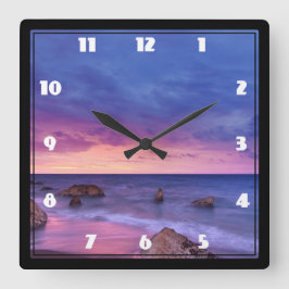 Vacker solnedgång - kustfoto fyrkantig klocka