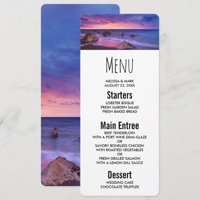 Vacker solnedgång - kustfoto inbjudningar (Fram/baksida)