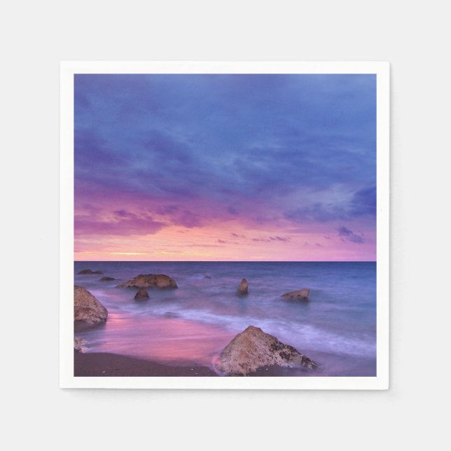 Vacker solnedgång - kustfoto pappersservett (Framsidan)