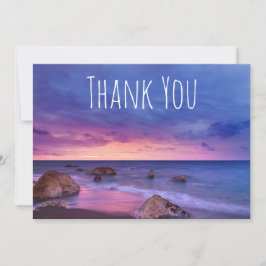 Vacker solnedgång - kustfoto tack kort