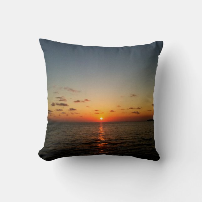 vacker solnedgång ocean gul orange röd kudde (Framsida)