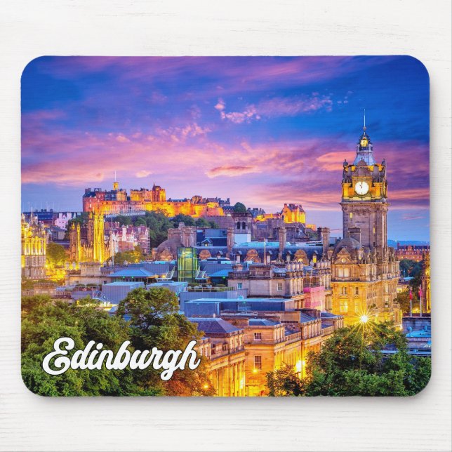Vacker solnedgång över Edinburgh, Skottland Musmatta (Framsidan)