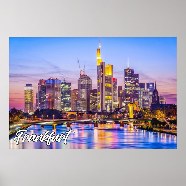 Vacker solnedgång över Frankfurt, Tyskland Poster (Framsidan)