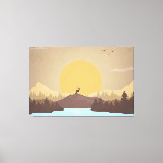 Vacker solnedgång över sjö canvastryck