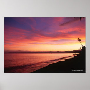 Vacker solnedgång på stranden poster