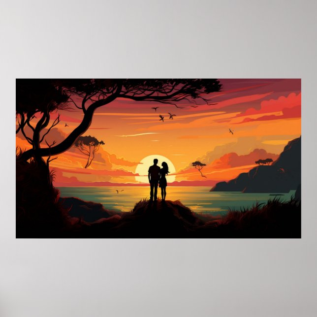 Vacker solnedgång poster (Framsidan)