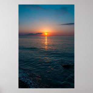 Vacker solnedgång till havs. Batumi Georgia Poster