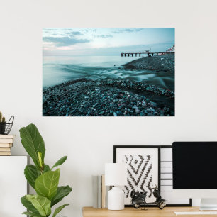 Vacker solnedgång till havs poster