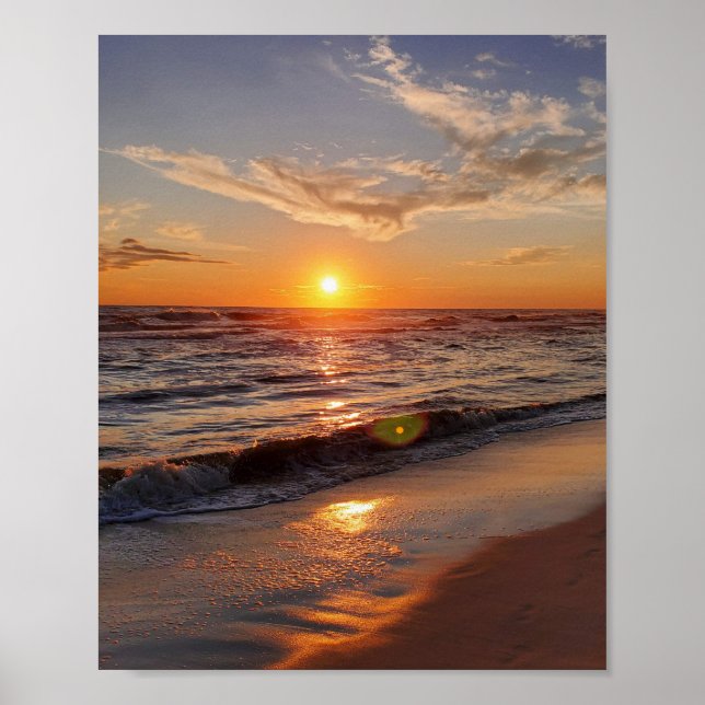 Vacker solnedgång vid stranden  poster (Framsidan)