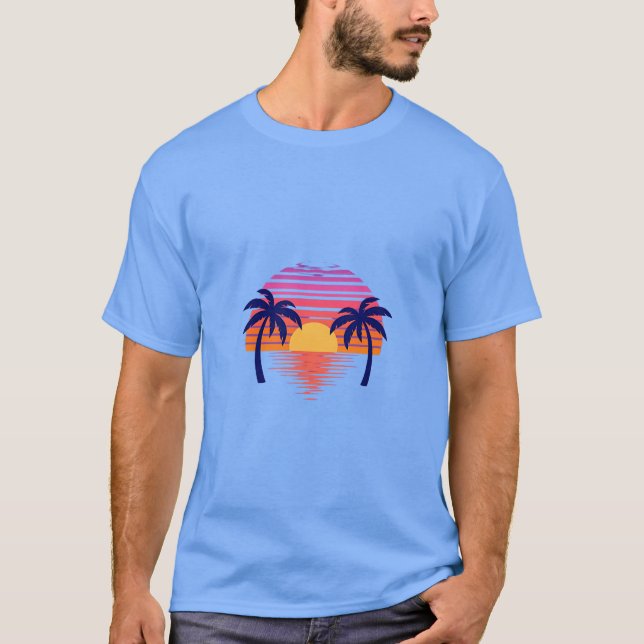 Vacker solnedgångsscen med palmer t shirt (Framsida)