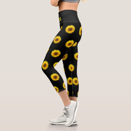 Vacker solrosmönster & yogatext på svart