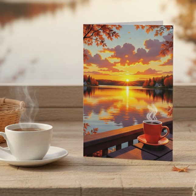 Vacker soluppgång och kaffe | Tänker på dig Kort (Skapare uppladdad)