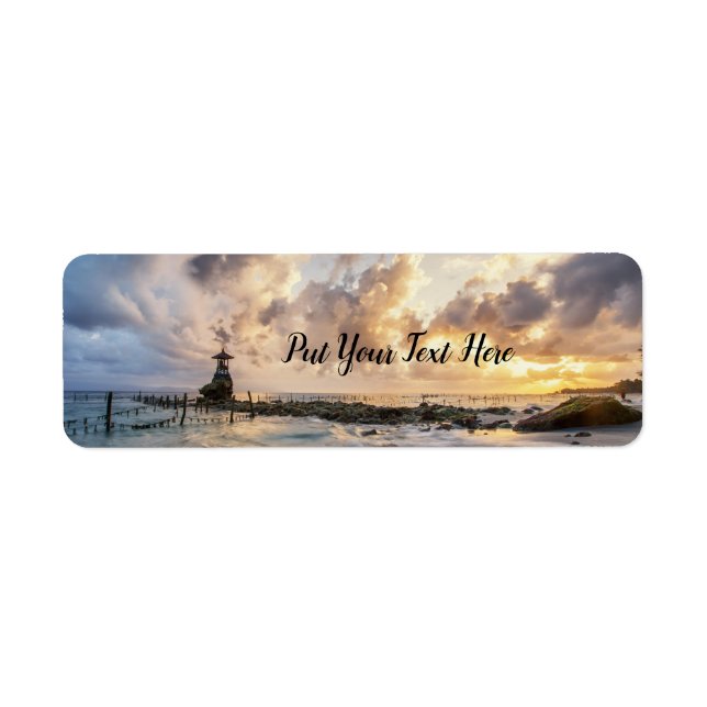 Vacker soluppgång över stranden - Nusa Penida Bali Returadress Etikett (Framsidan)