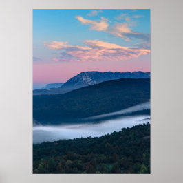 Vacker soluppgångsvy på Nanos från Šilentabor Poster