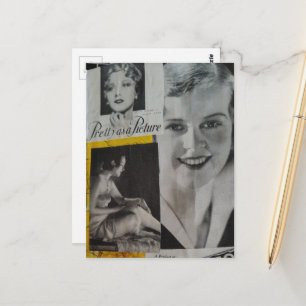 Vacker som en bild vintage annonscollage vykort