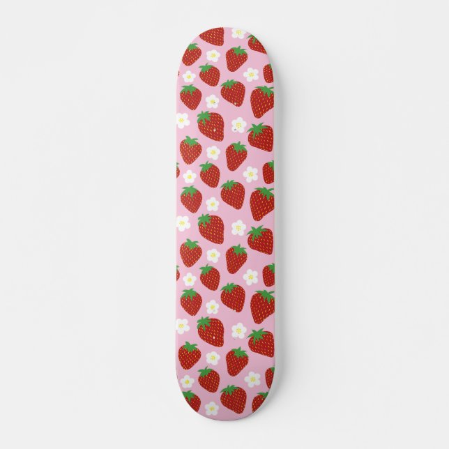 Vacker sommar jordgubbsmönster mini skateboard bräda 18,5 cm (Framsida)